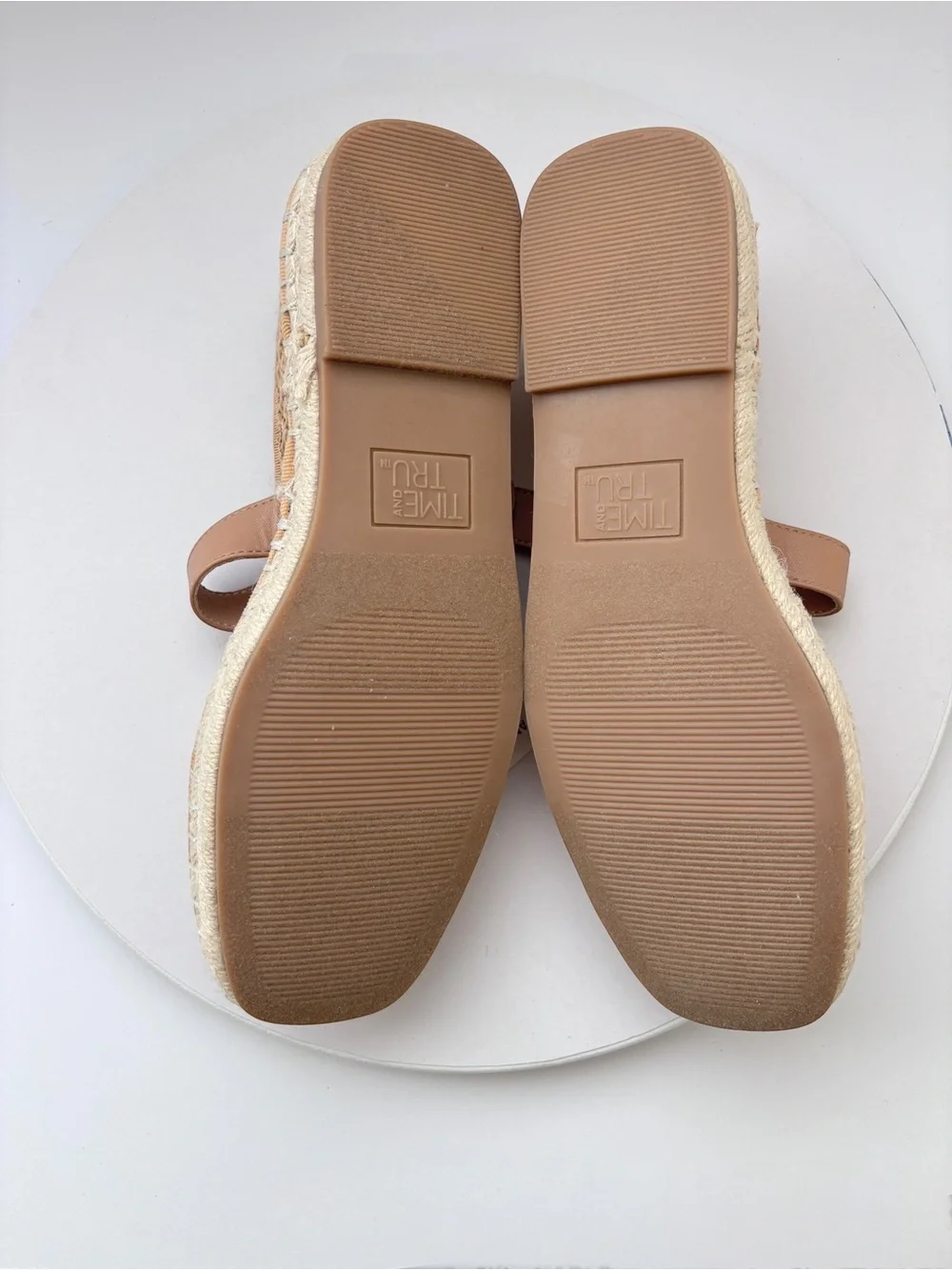 Time and Tru Raffia Espadrille Mary Jane Flats Womens 7 Memory Foam NWT